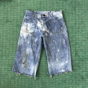 Vintage 80 70 US Navy Thrashed Seafarer Denim CutOff Shorts
